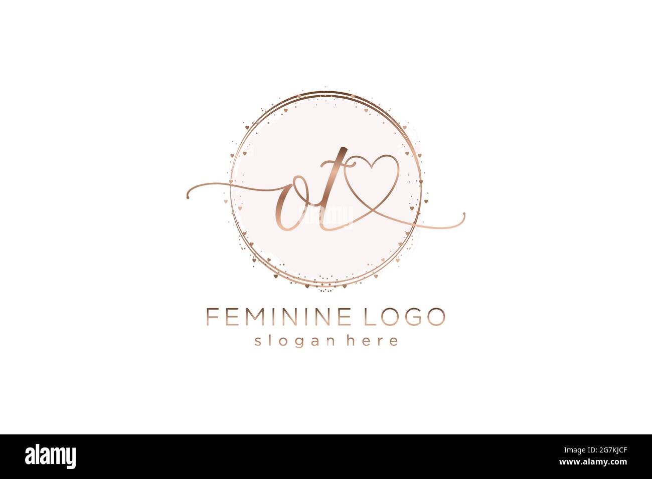 Logo scritto a mano OT con logo vettoriale a forma di cerchio di matrimonio iniziale, moda, floreale e botanico con template creativo. Illustrazione Vettoriale