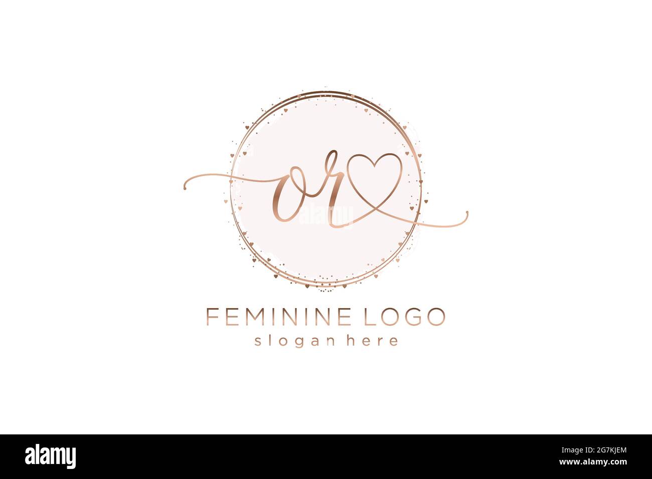 O il logo di calligrafia con il logo vettoriale di modello circolare di matrimonio iniziale, moda, floreale e botanico con modello creativo. Illustrazione Vettoriale