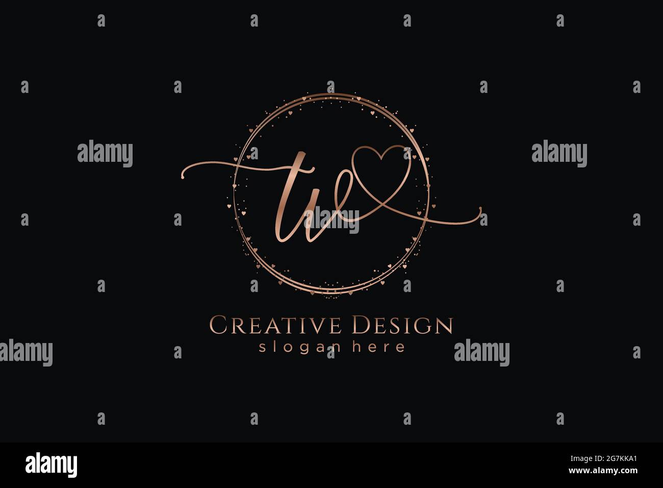 Logo per la scrittura a mano della TV con logo vettoriale a forma di cerchio di matrimonio iniziale, moda, floreale e botanico con template creativo. Illustrazione Vettoriale