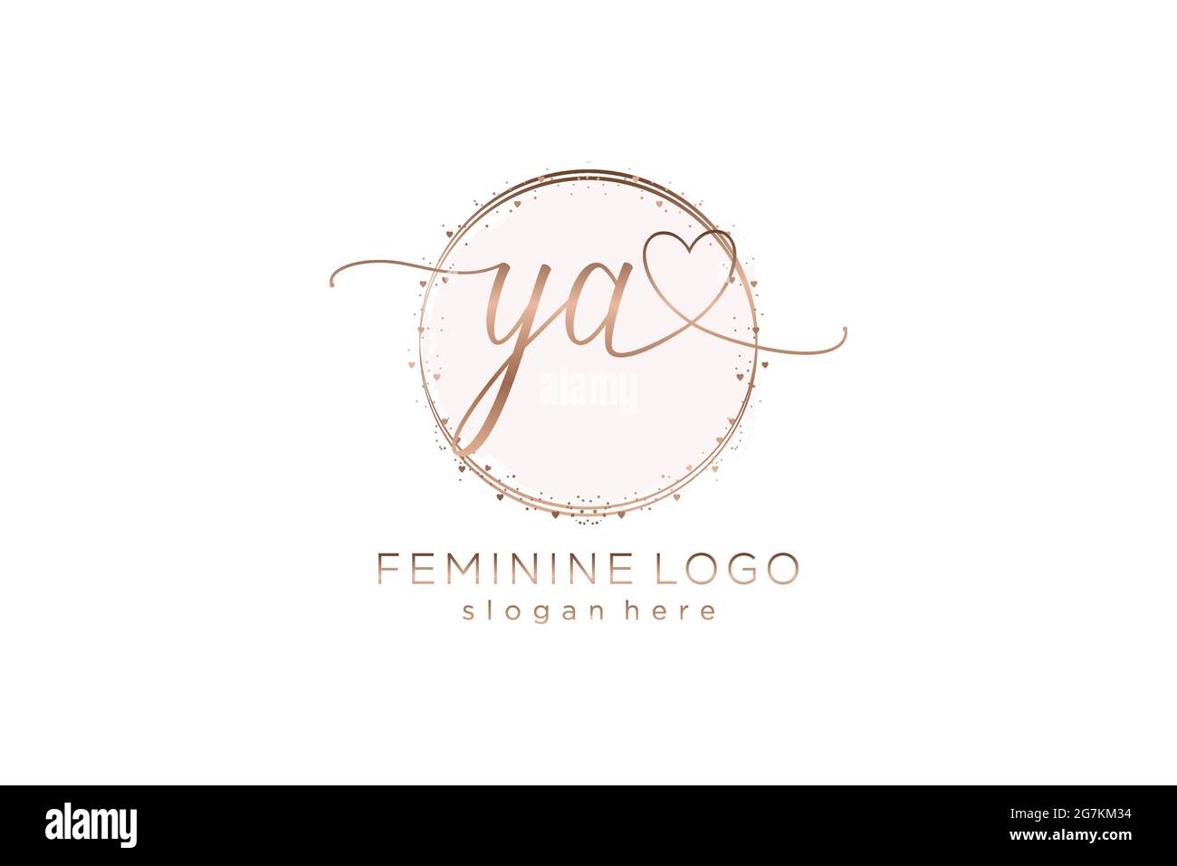 YA logo manoscritto con logo vettoriale modello circolare di matrimonio iniziale, moda, floreale e botanico con modello creativo. Illustrazione Vettoriale