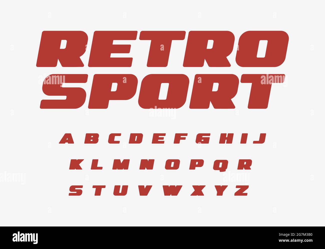 Carattere sport retro lettere fat alfabeto spesso. Ampio set di lettere in grassetto per auto d'epoca, gara di velocità retrò, logo del titolo del negozio di riparazione automatica. Tipo di annuncio grande Illustrazione Vettoriale