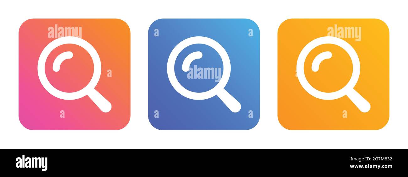 Icona di ricerca segno vettoriale. Simbolo del set di lenti d'ingrandimento. Illustrazione Vettoriale