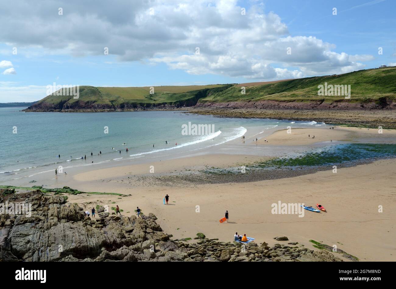 Manorbier Beach Pembrokeshire Coast National Park Galles Cymru UK Foto Stock