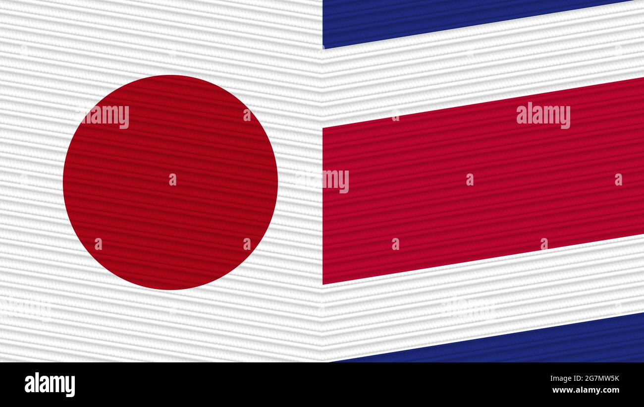 Costa D Avorio e Giappone due Half Flags insieme tessile illustrazione Foto Stock