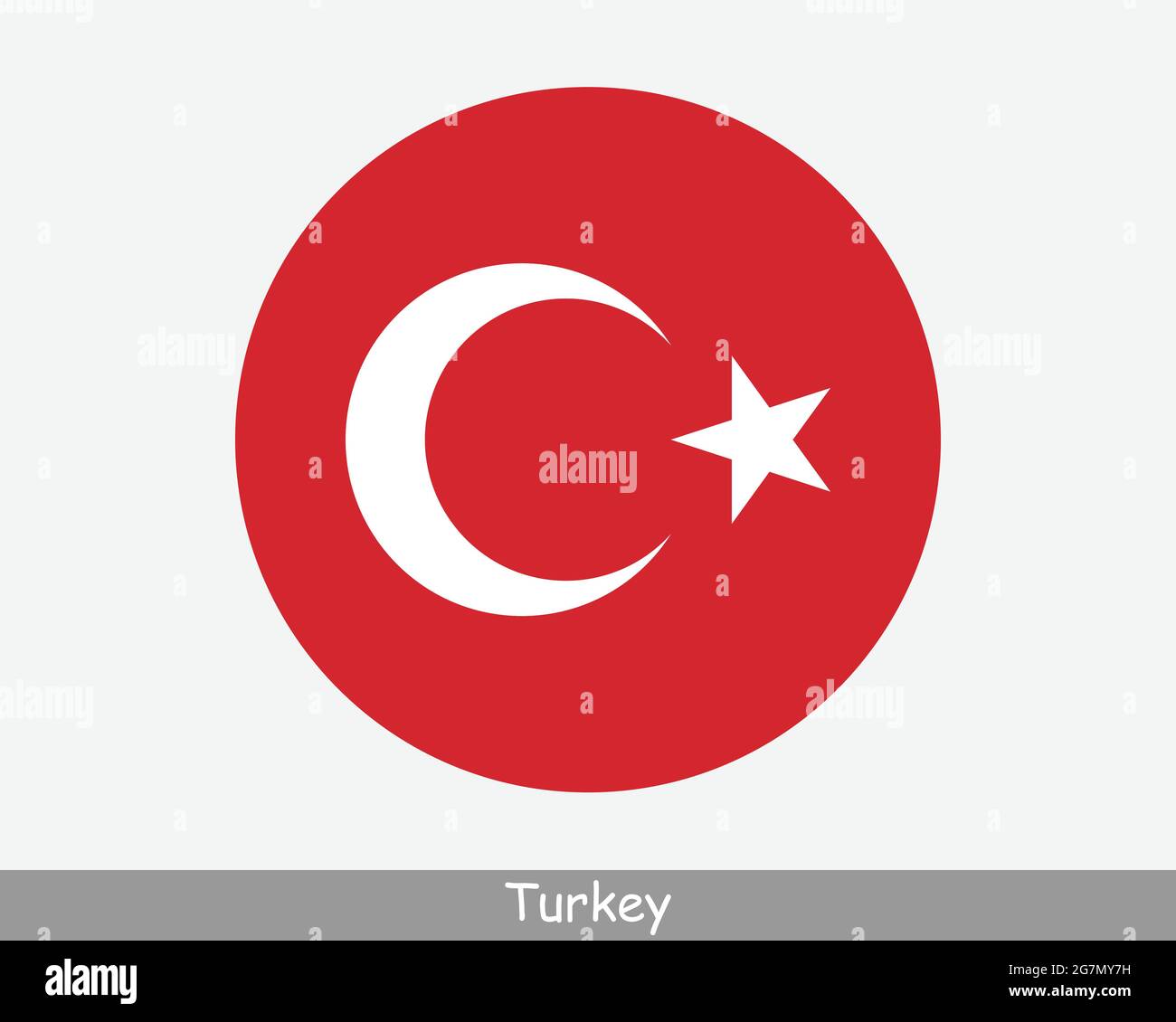 Bandiera del Circolo circolare della Turchia. Icona del banner con pulsante circolare Turco. Vettore EPS Illustrazione Vettoriale