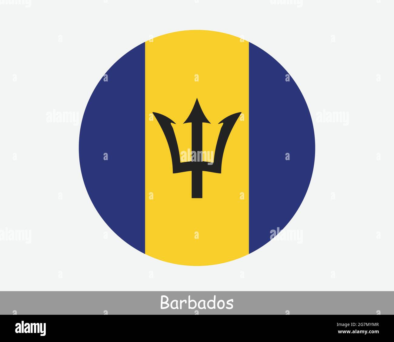 Bandiera circolare delle Barbados. Icona Banner pulsante circolare barbadian. Vettore EPS Illustrazione Vettoriale