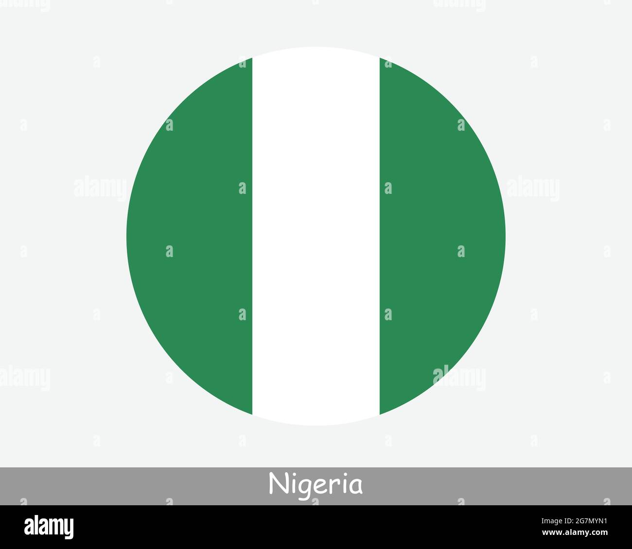Bandiera del cerchio circolare della Nigeria. Icona banner circolare nigeriana. Vettore EPS Illustrazione Vettoriale