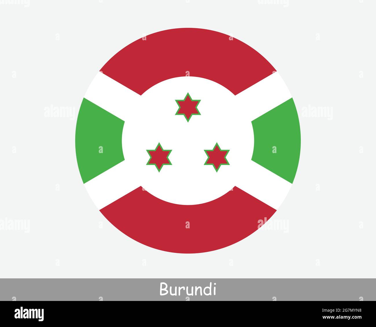 Bandiera del Circolo circolare del Burundi. Pulsante circolare Burundi icona banner. Vettore EPS Illustrazione Vettoriale