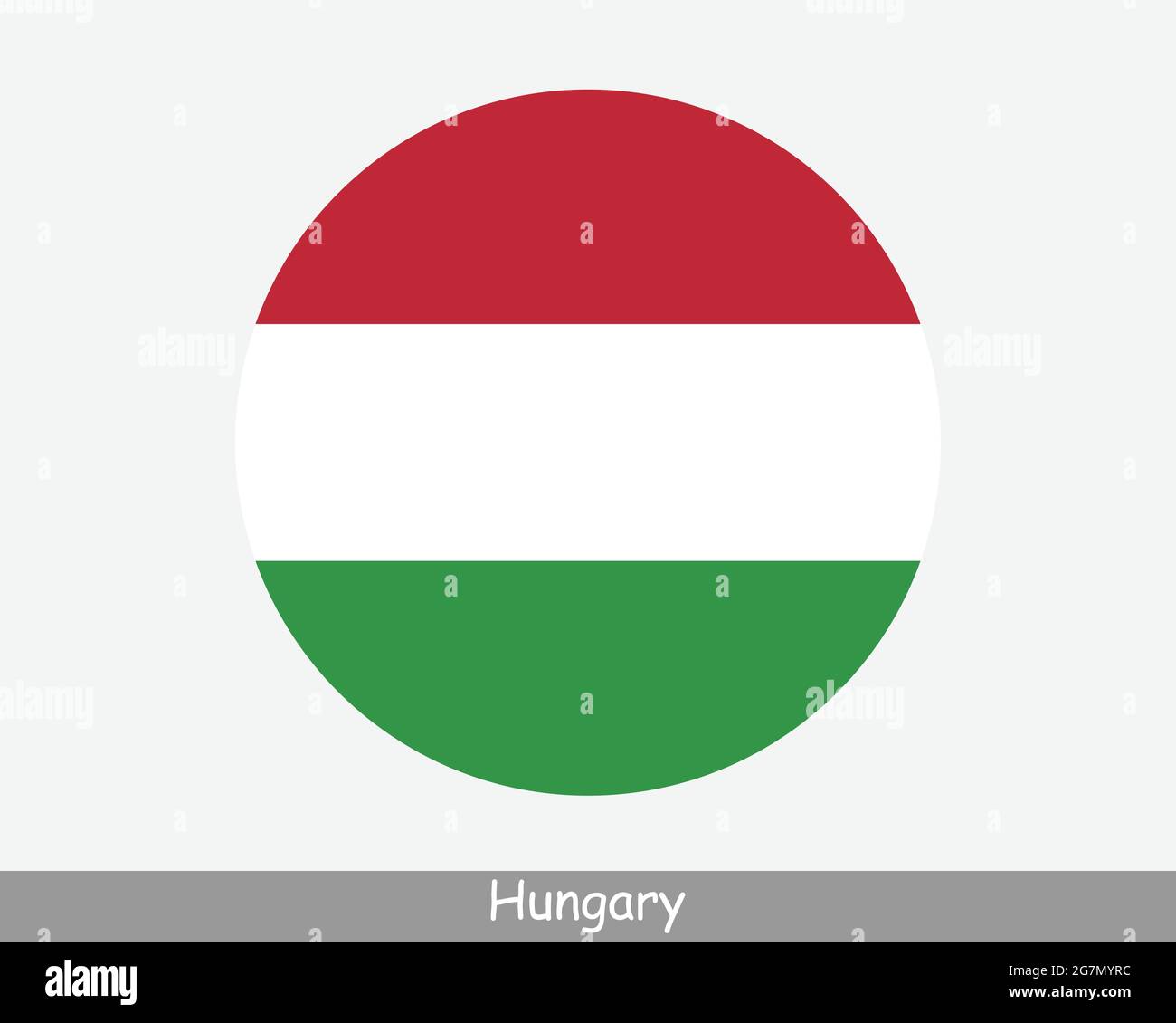 Bandiera cerchio circolare Ungheria. Icona banner con pulsante circolare ungherese. Vettore EPS Illustrazione Vettoriale