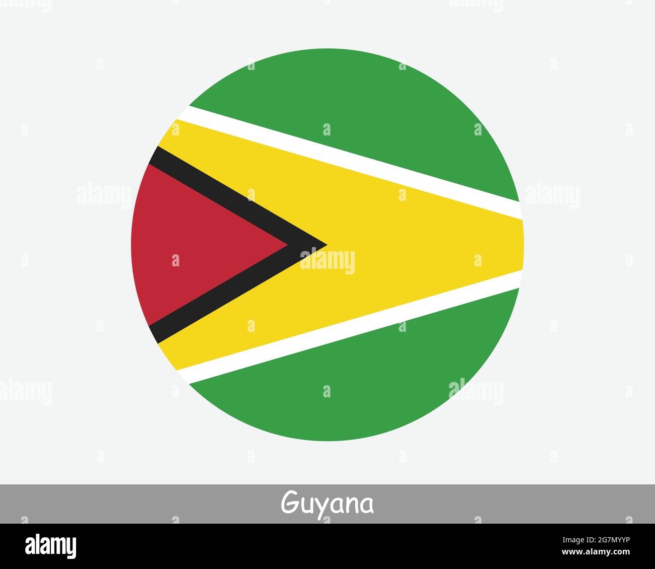 Bandiera circolare Guyana. Icona del banner a bottone circolare guyanese. Vettore EPS Illustrazione Vettoriale