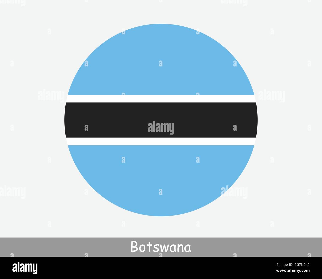 Bandiera Botswana circolare. Icona banner pulsante circolare Batswana. Vettore EPS Motswana Illustrazione Vettoriale
