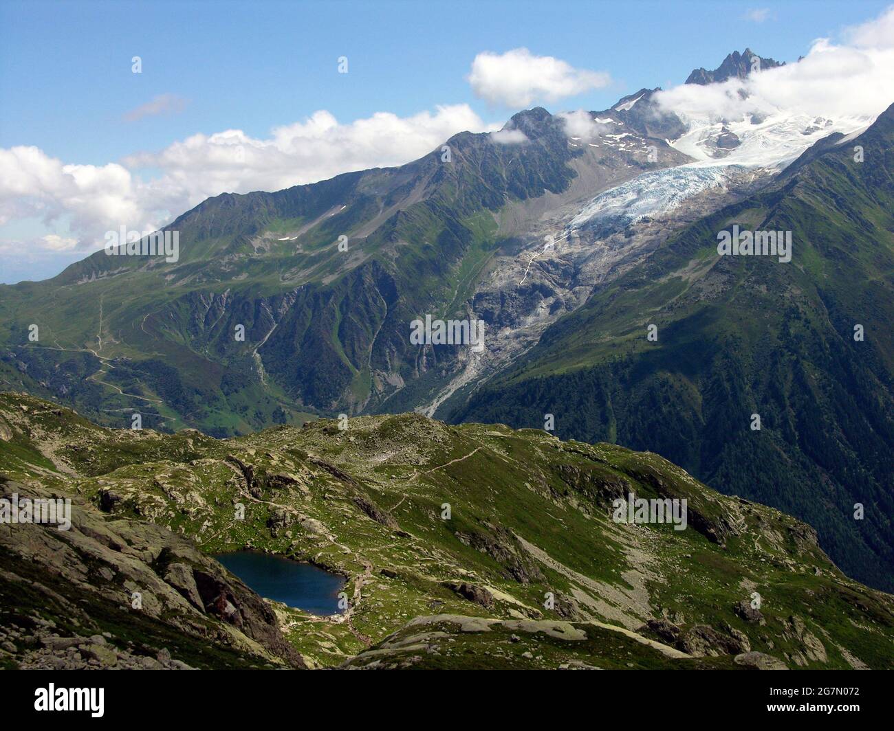 Monte Bianco versante Francese, Chamonix, Francia Foto Stock