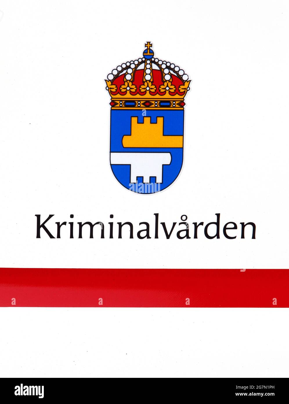 Adesivo di una delle vetture del Servizio di Probazione e carcere svedese. Foto Stock