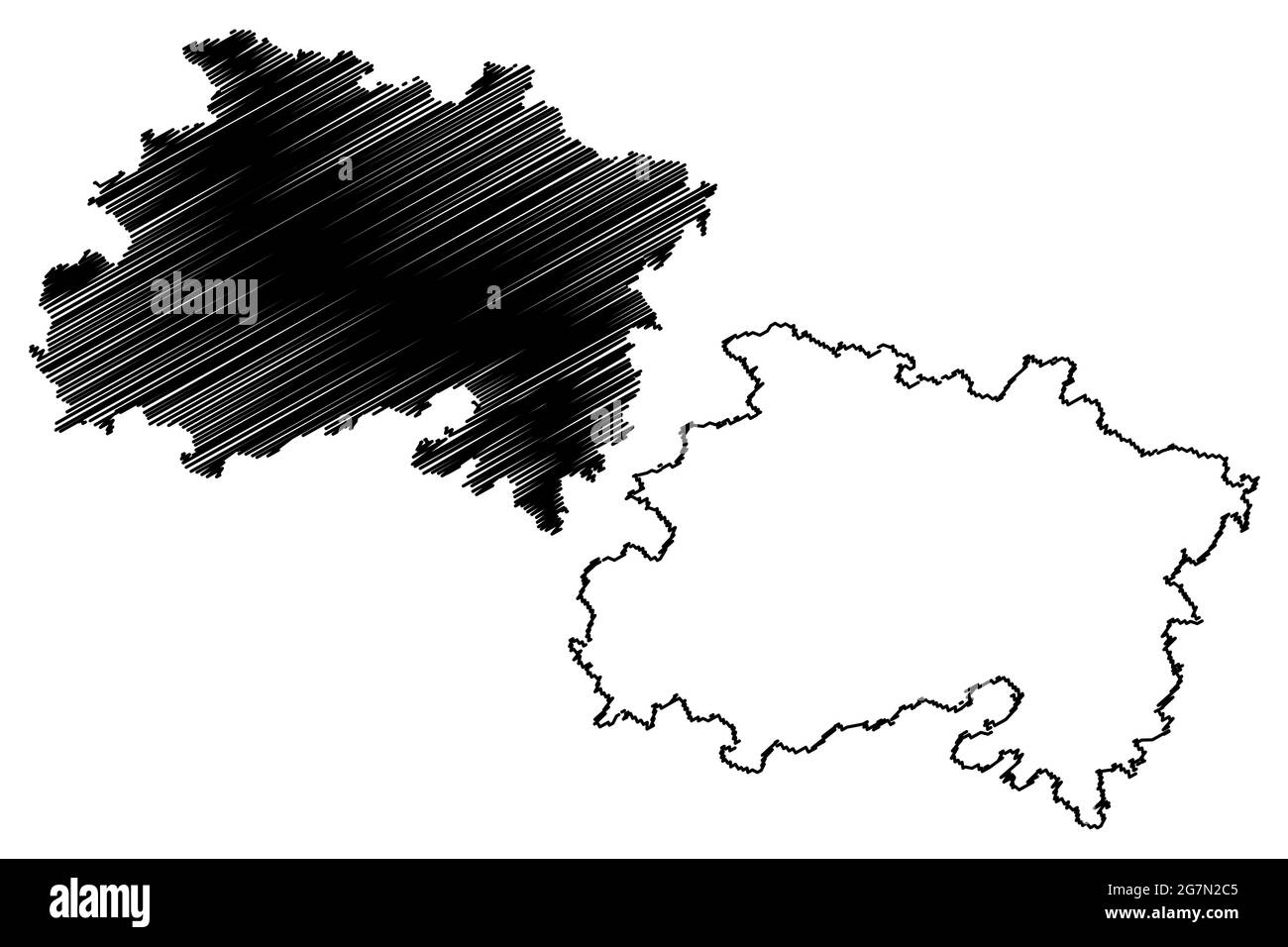 Lichtenfels distretto (Repubblica federale di Germania, distretto rurale alta Franconia, Stato libero di Baviera) mappa illustrazione vettoriale, abbozzamento Lic Illustrazione Vettoriale
