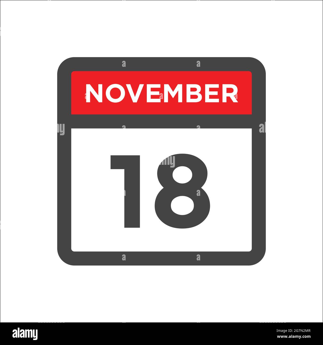 Novembre 18 icona del calendario w giorno del mese Illustrazione Vettoriale