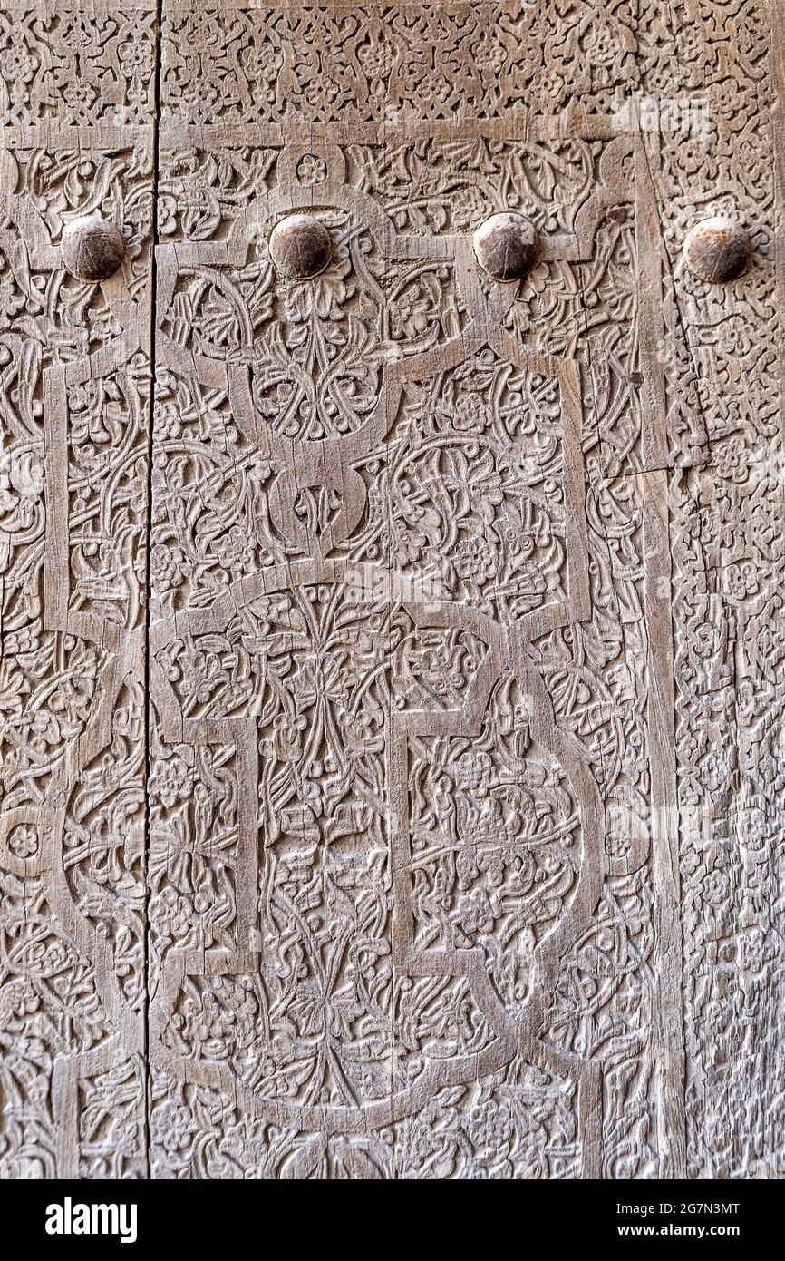Porta, Museo di Belle Arti, Kutlug Murad Inaka medrassah, Khiva, Uzbekistan Foto Stock