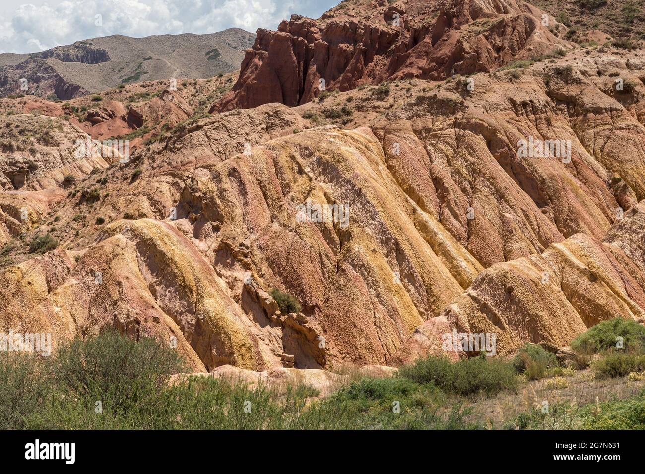 Skazka (fiaba) Canyon, vicino alla sezione meridionale del lago Issyk-Kul, Kirghizistan Foto Stock