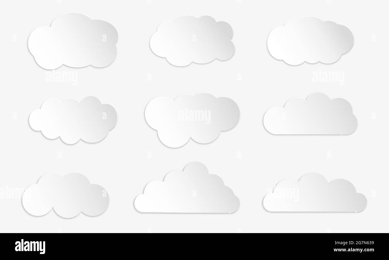 Impostare le nuvole bianche della carta. Vettore per le scorte Illustrazione Vettoriale