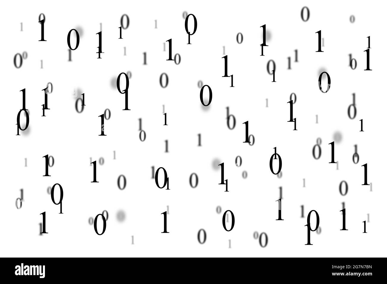 Codice binario, uno e zero, sfondo bianco. Tecnologia digitale, concetto di era moderna Foto Stock