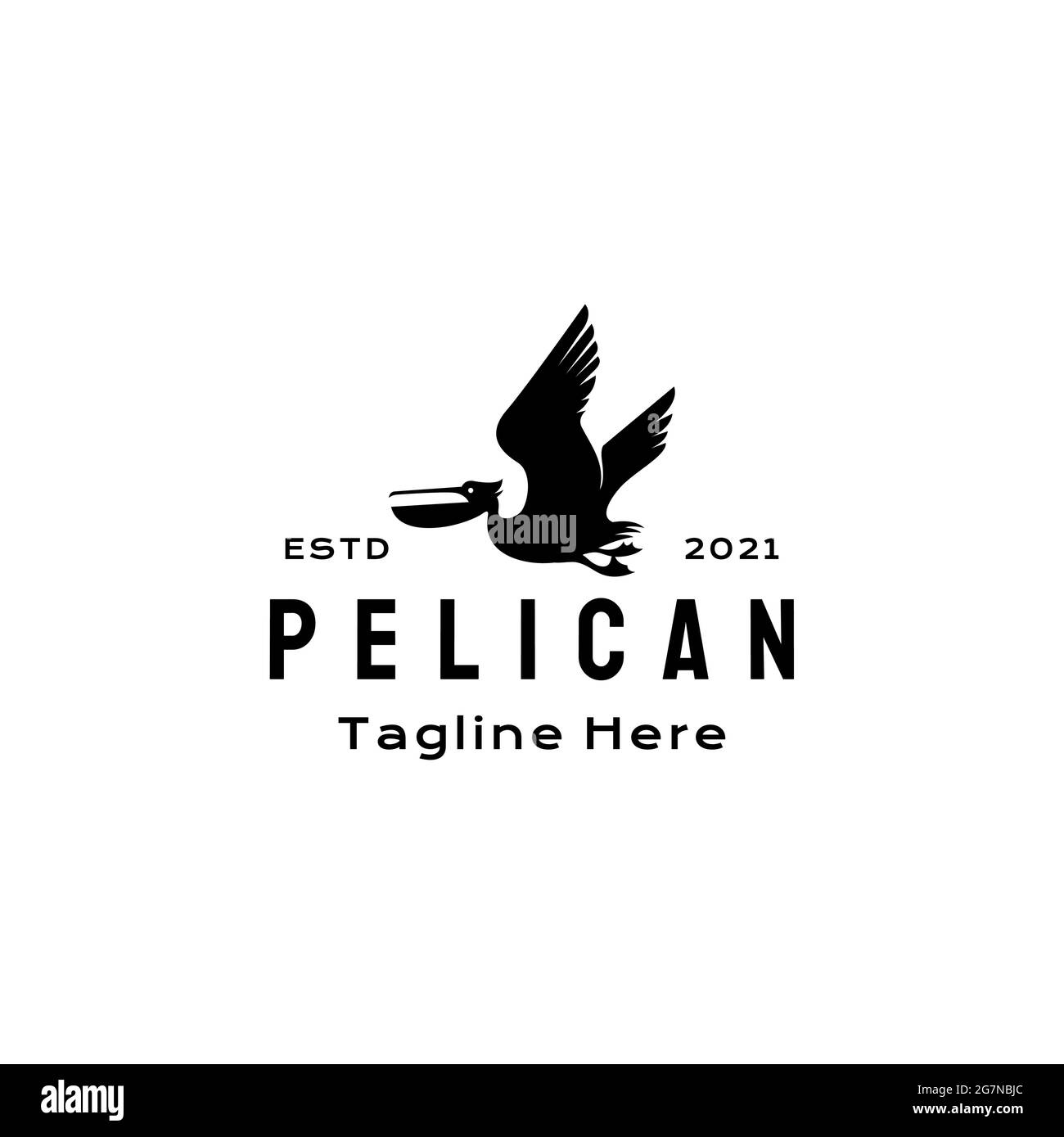 Modello di illustrazione vettoriale per il disegno del logo Pelican Bird Illustrazione Vettoriale