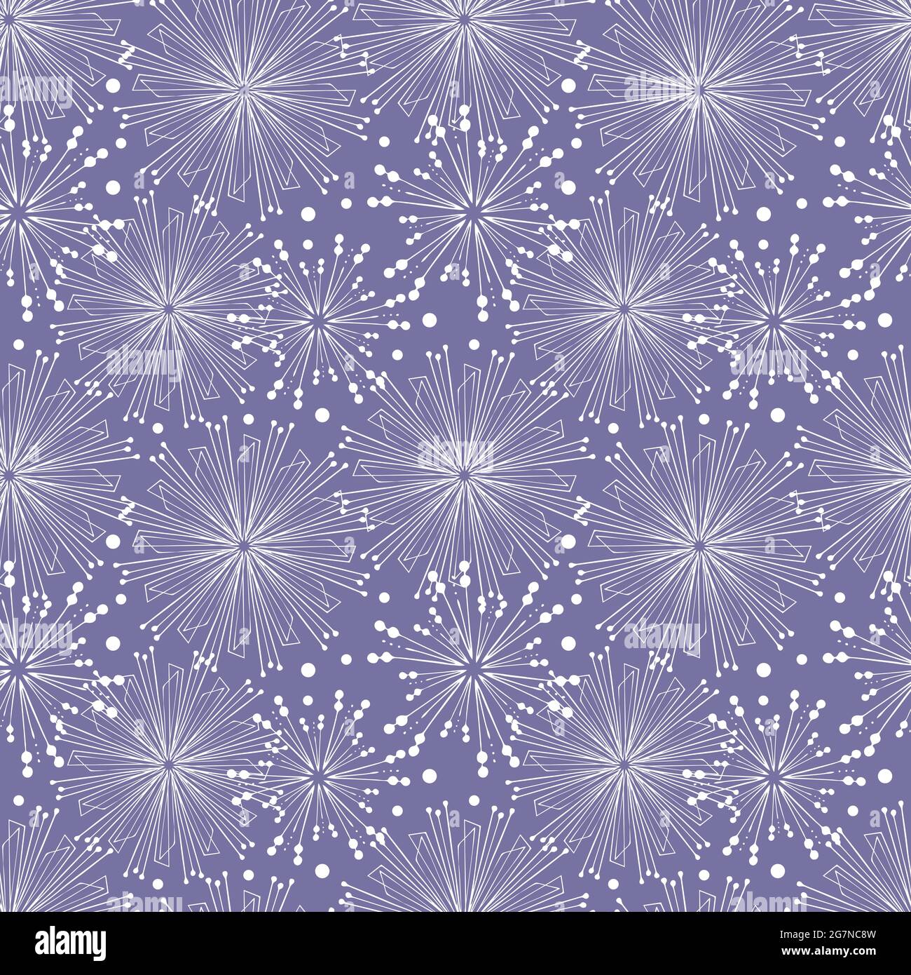 Neve bianco modello anno nuovo, natale, mano disegno doodling, lilla sfondo. Per il design di Natale e Capodanno. Imballaggio, imballaggio, supporto. Illustrazione vettoriale Illustrazione Vettoriale