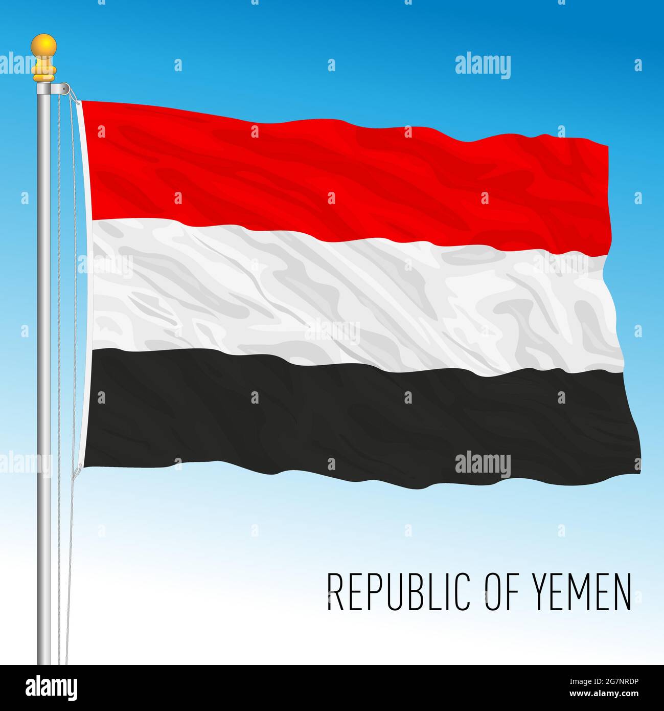 Bandiera nazionale ufficiale dello Yemen, Medio Oriente, illustrazione vettoriale Illustrazione Vettoriale