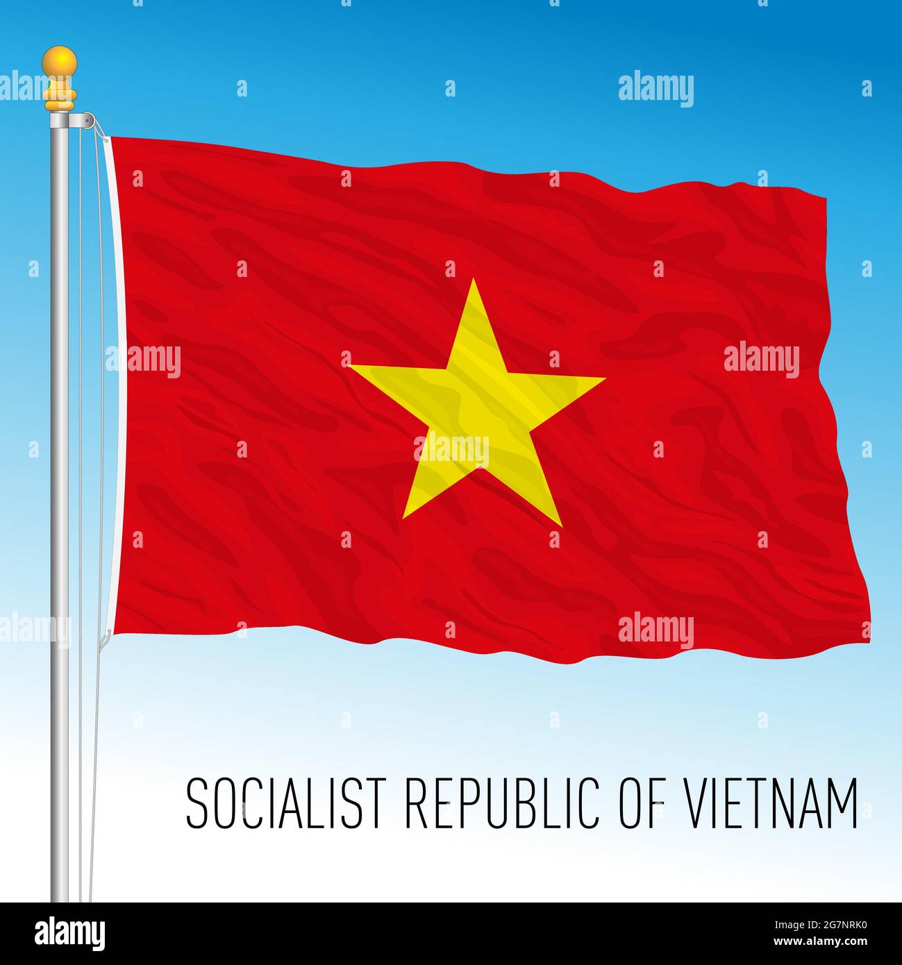 Bandiera nazionale ufficiale del Vietnam, paese asiatico, illustrazione vettoriale Illustrazione Vettoriale