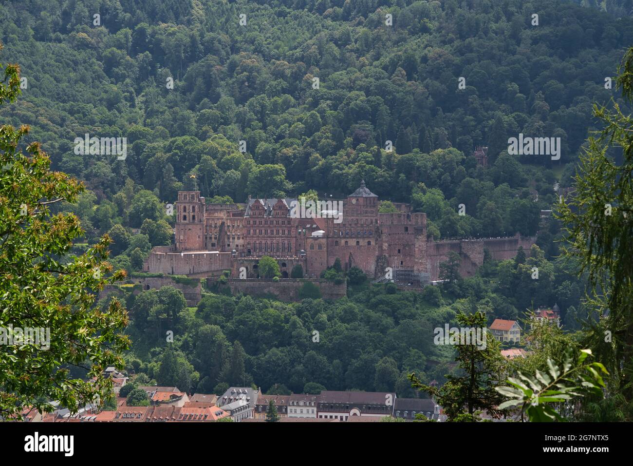 Heidelberg, Germania - una città universitaria e meta turistica popolare, il castello di Heidelberg, molto famoso Foto Stock
