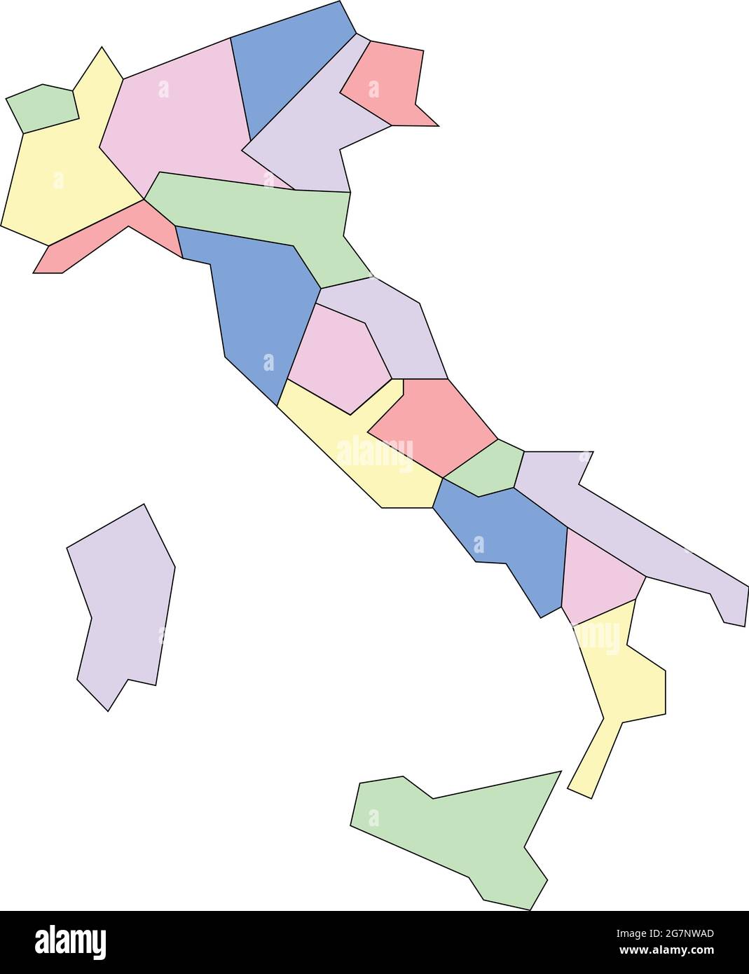 Mappa vettoriale dell'Italia per studiare con contorno Illustrazione Vettoriale