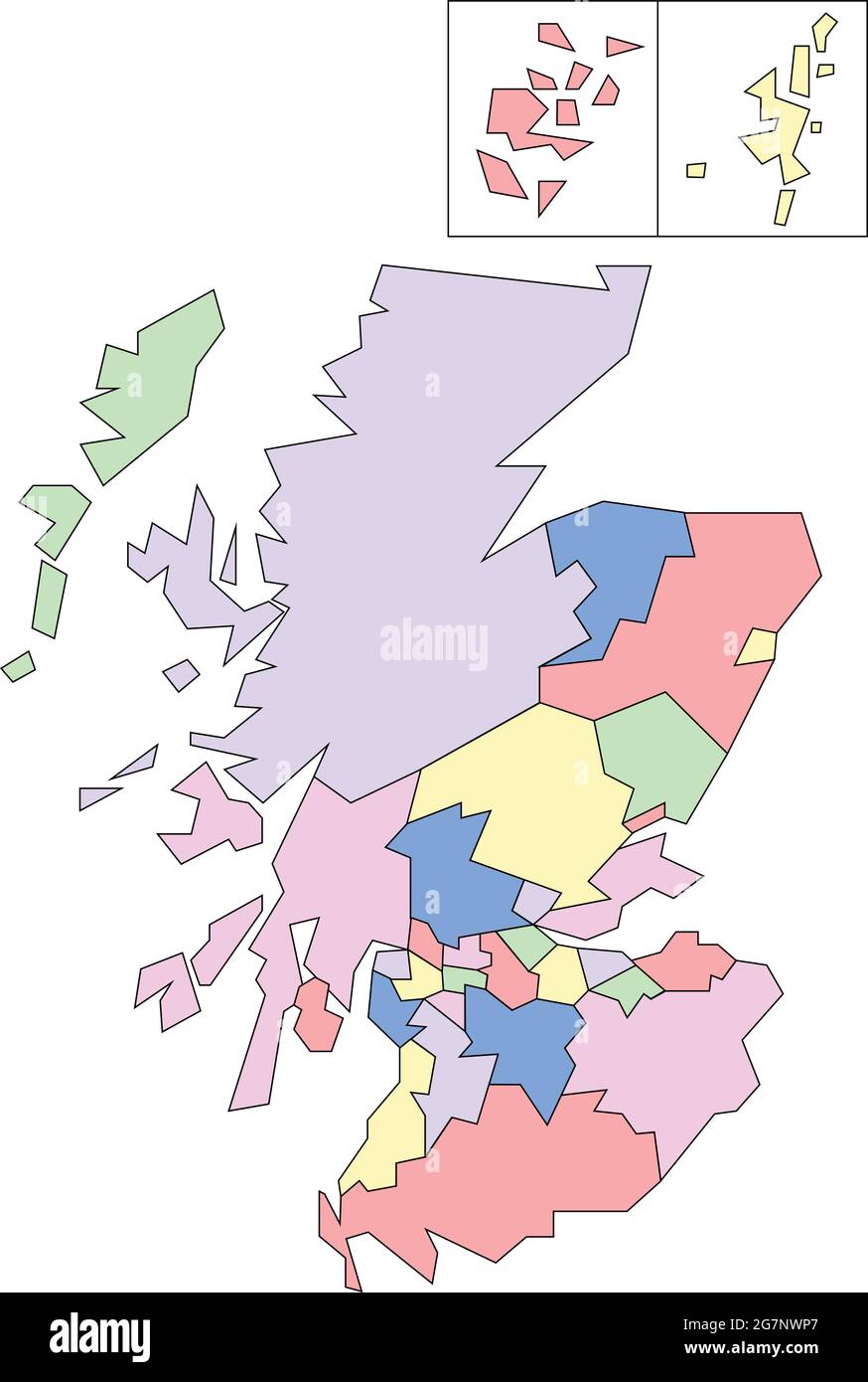 Mappa vettoriale della Scozia per studiare con contorno Illustrazione Vettoriale