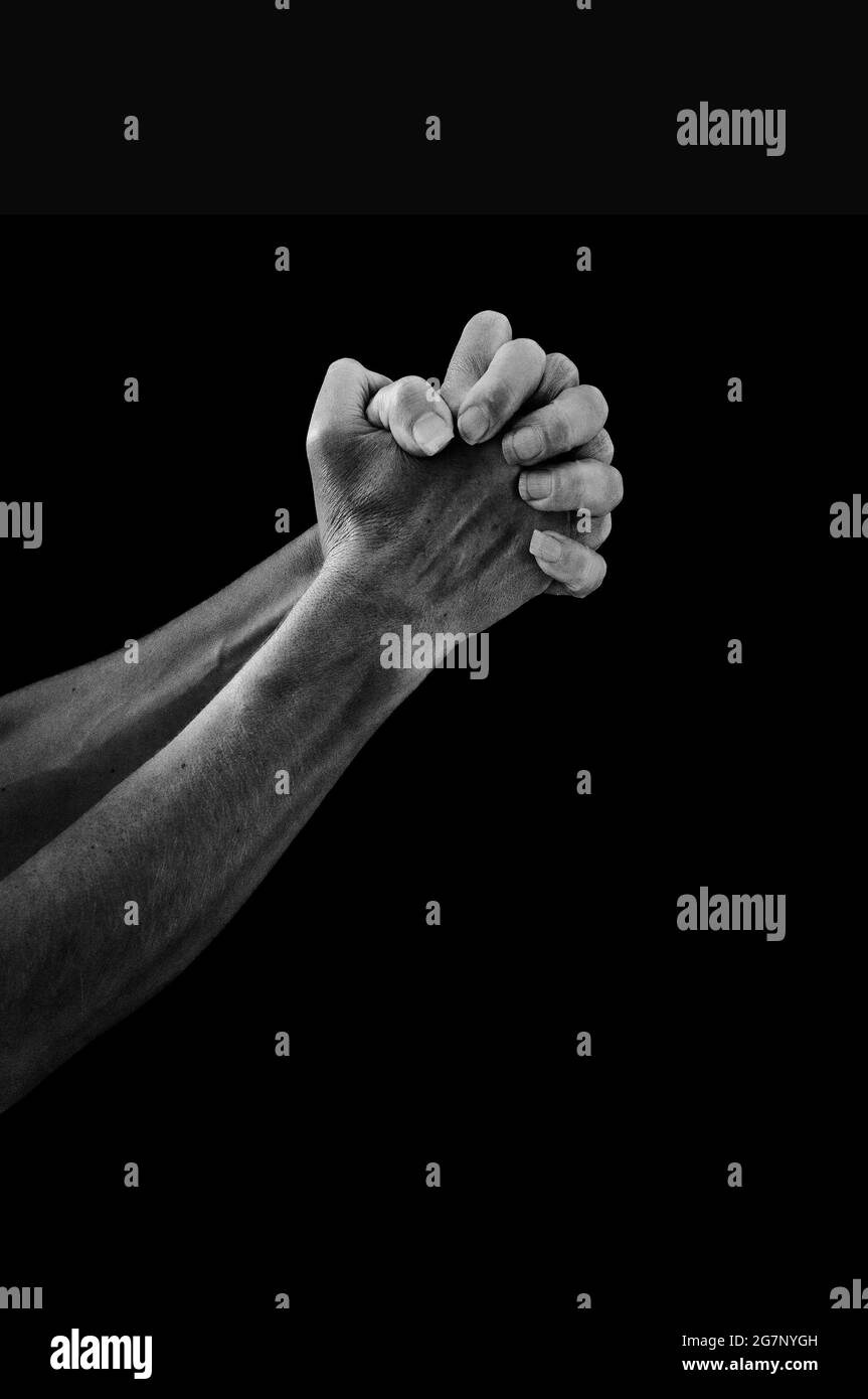 Gesti delle mani in bianco e nero Foto Stock
