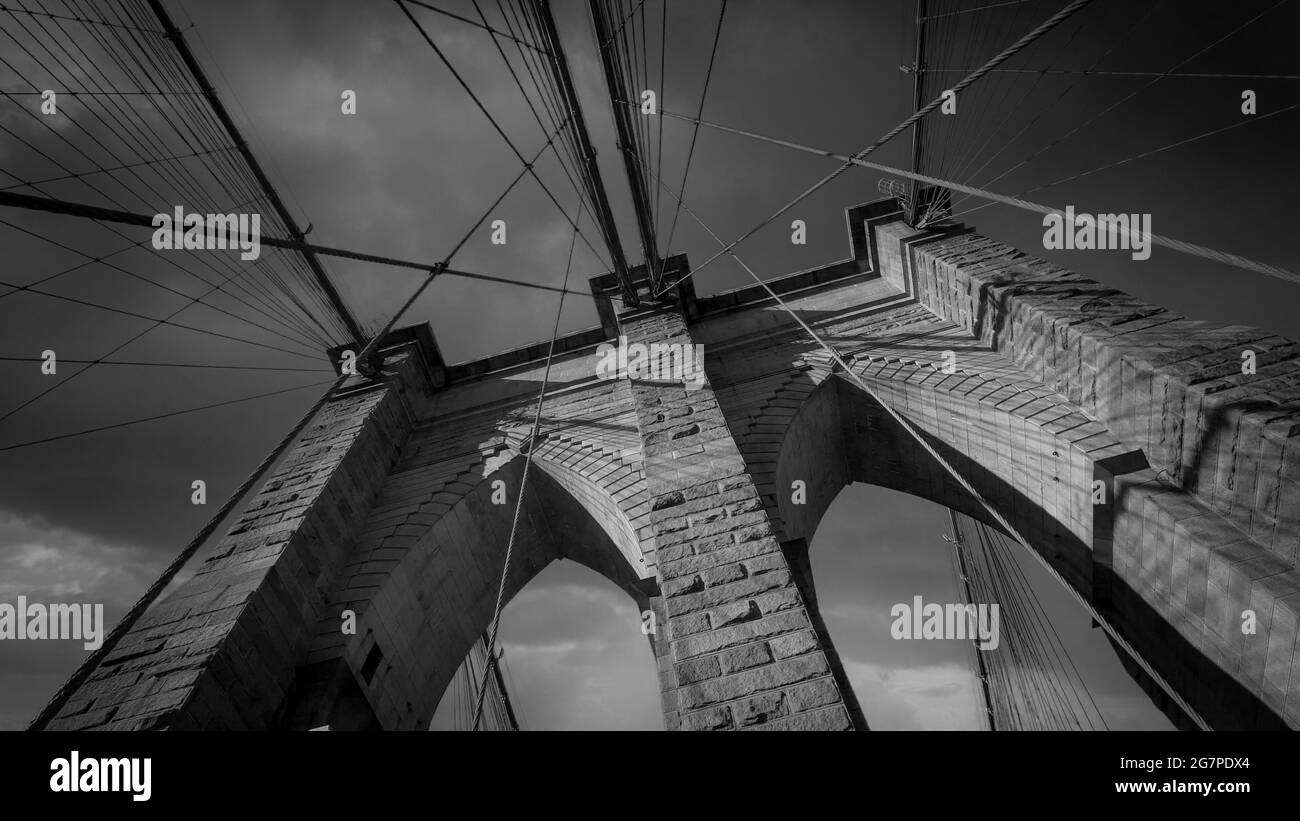 Famoso Ponte di Brooklyn a New York Foto Stock