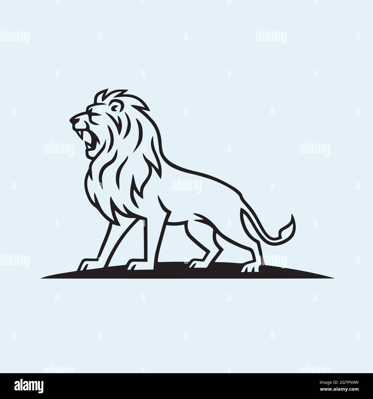 Modello di illustrazione della mascotte con logo Lion Illustrazione Vettoriale