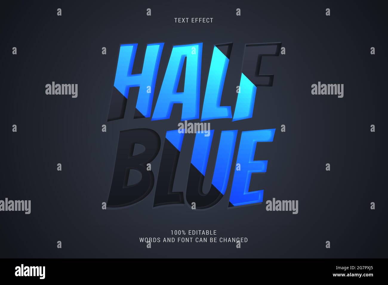 effetto testo blu a metà 100% editabe immagine vettoriale Illustrazione Vettoriale