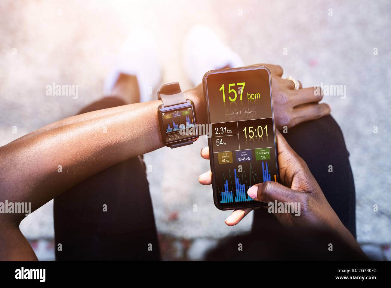 Smart Watch Health Gadget per la corsa. App Runner Foto stock - Alamy