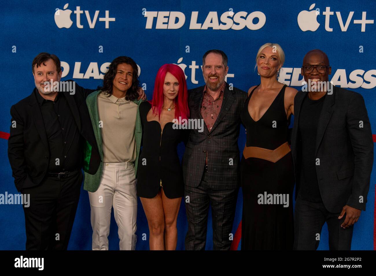 West Hollywood, Stati Uniti. 15 luglio 2021. Cast di Ted lasso partecipa alla seconda stagione di Apple 'Ted lasso' al Pacific Design Center, West Hollywood, CA il 15 luglio 2021 Credit: Eugene Powers/Alamy Live News Foto Stock