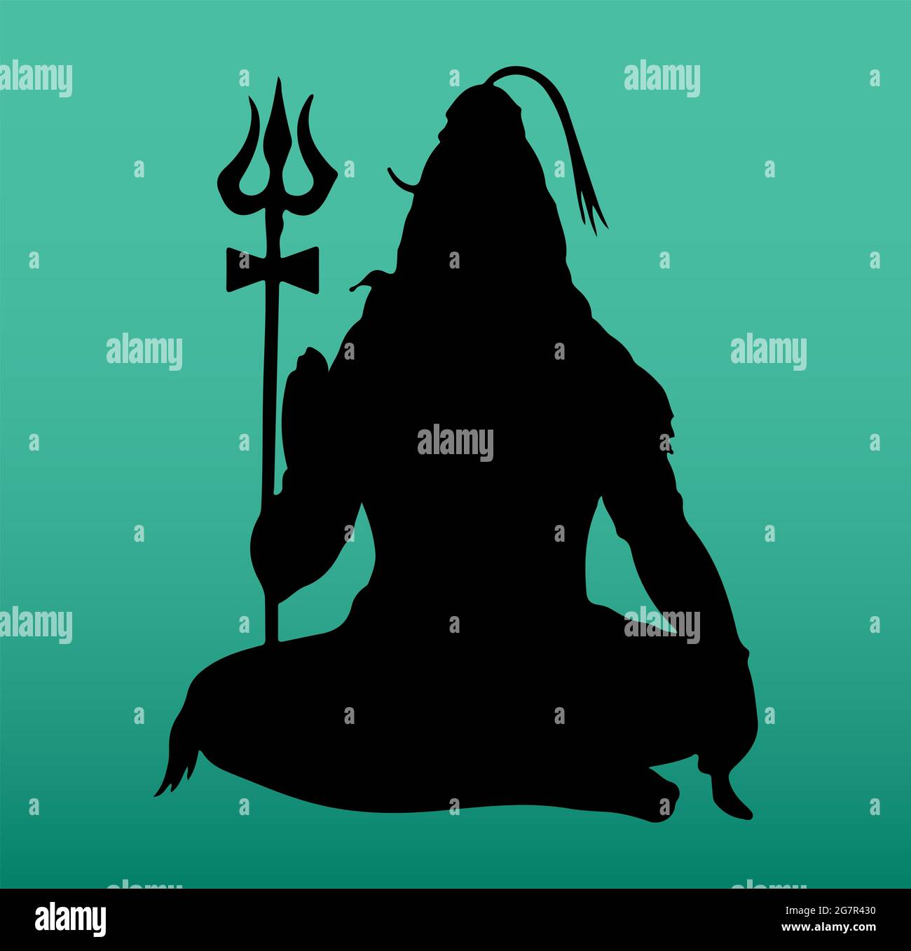 Illustrazione di Lord Shiva su sfondo verde Foto Stock