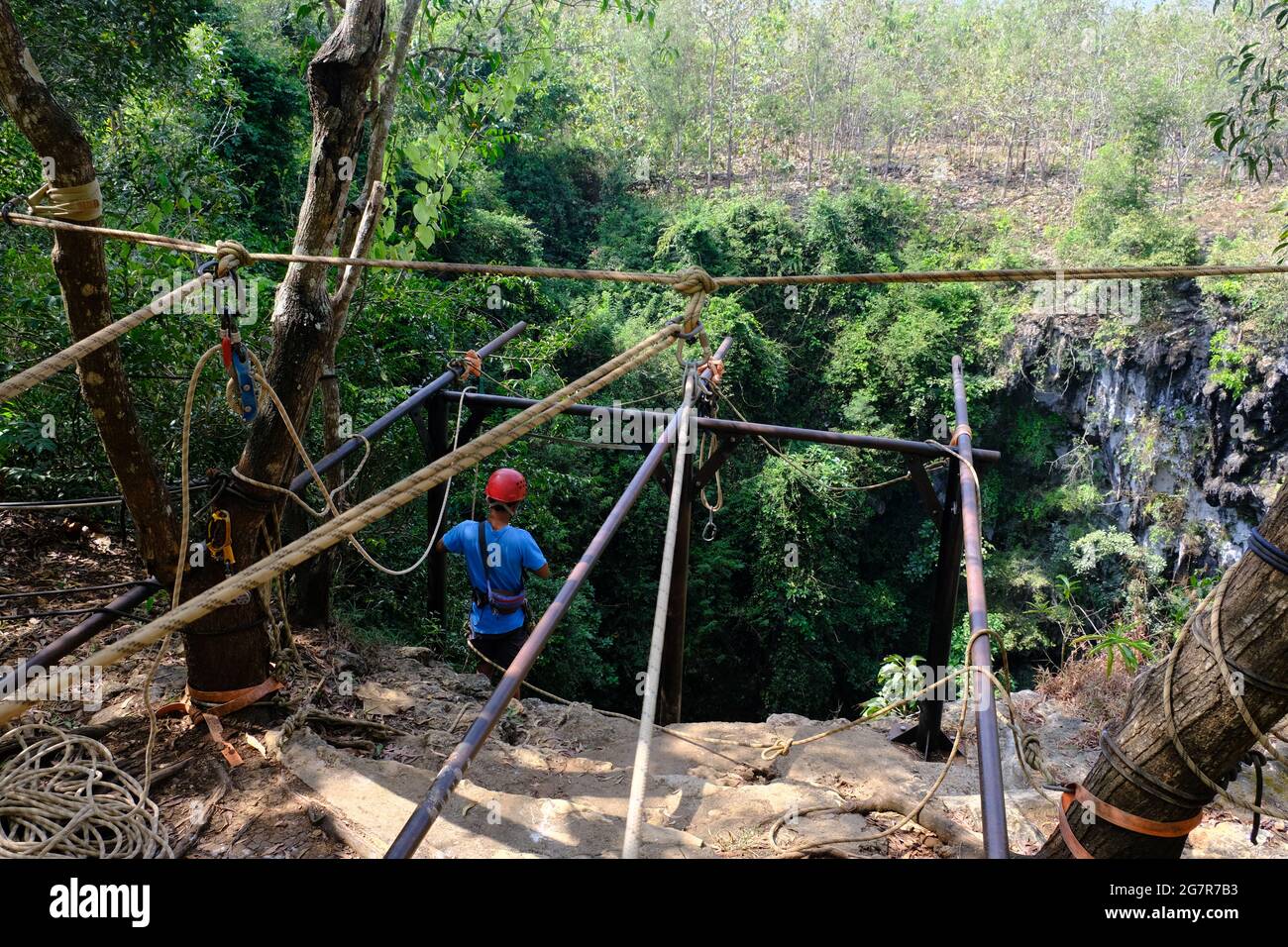 Indonesia Yogyakarta - Grotta verticale di Jomblang - Goa Jomblang Foto Stock