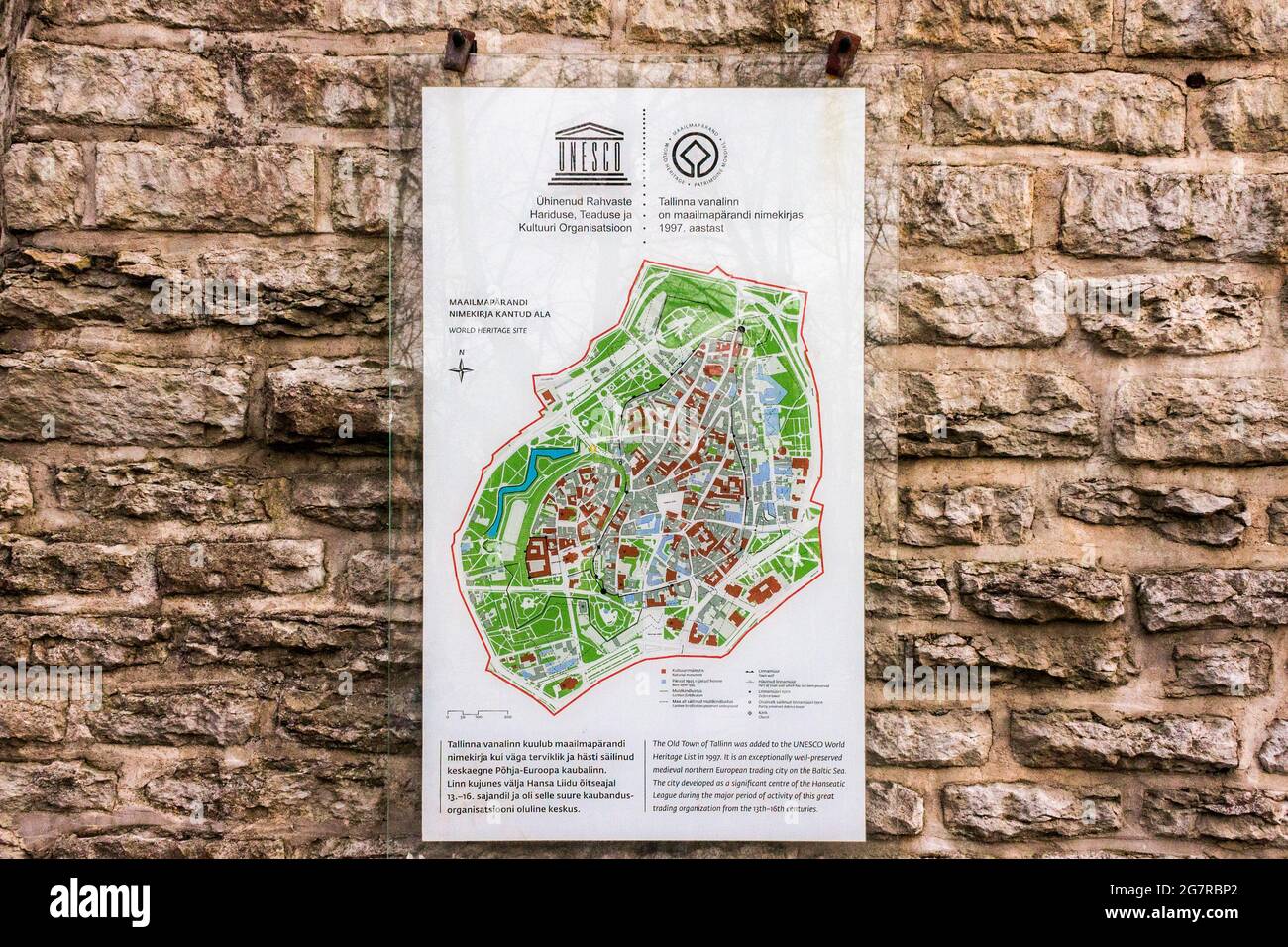 Tallinn, Estonia. Mappa turistica della città vecchia di Tallinn, capitale dell'Estonia. Un sito Patrimonio dell'Umanità Foto Stock