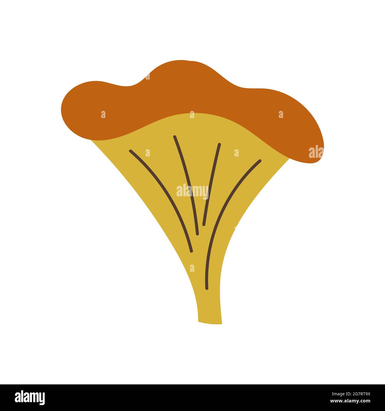 Icona del fungo di chanterelle piatte disegnata a mano Illustrazione Vettoriale