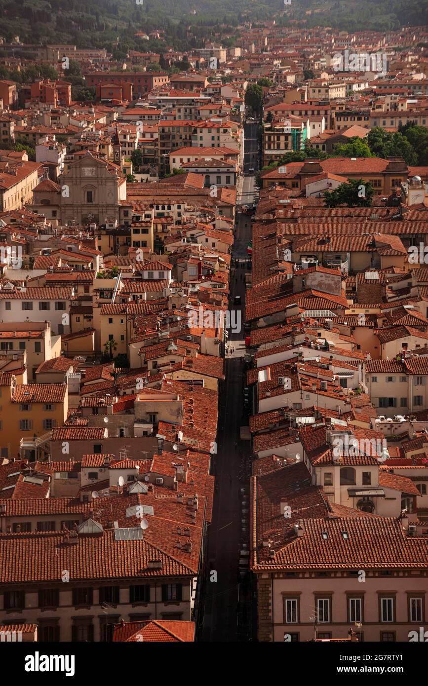 Tetti in terracotta della città di Firenze, Italia, Toscana. Foto Stock