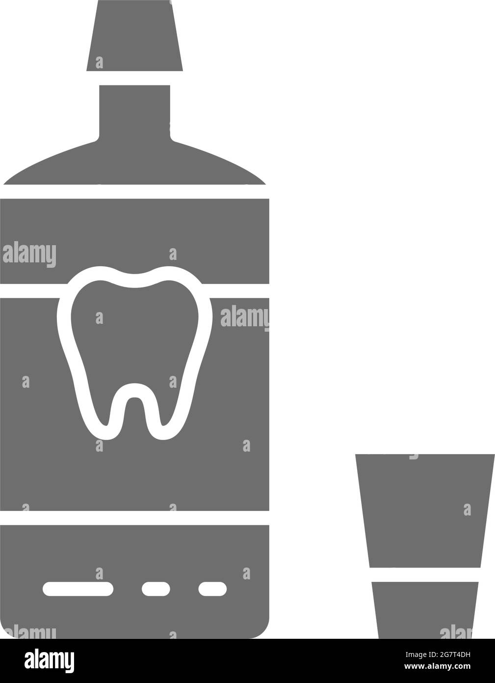 Collutorio, risciacquo della bocca, icona grigia per la cura dei denti. Illustrazione Vettoriale