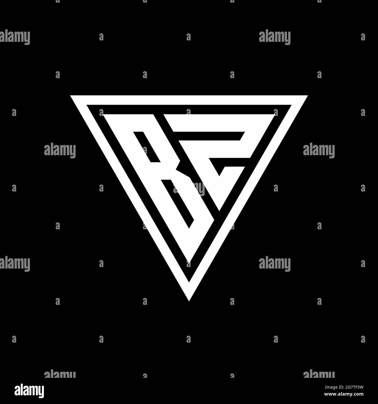 Monogramma con logo BZ con forma a tigli isolata su sfondo nero icona vettoriale geometrica Illustrazione Vettoriale