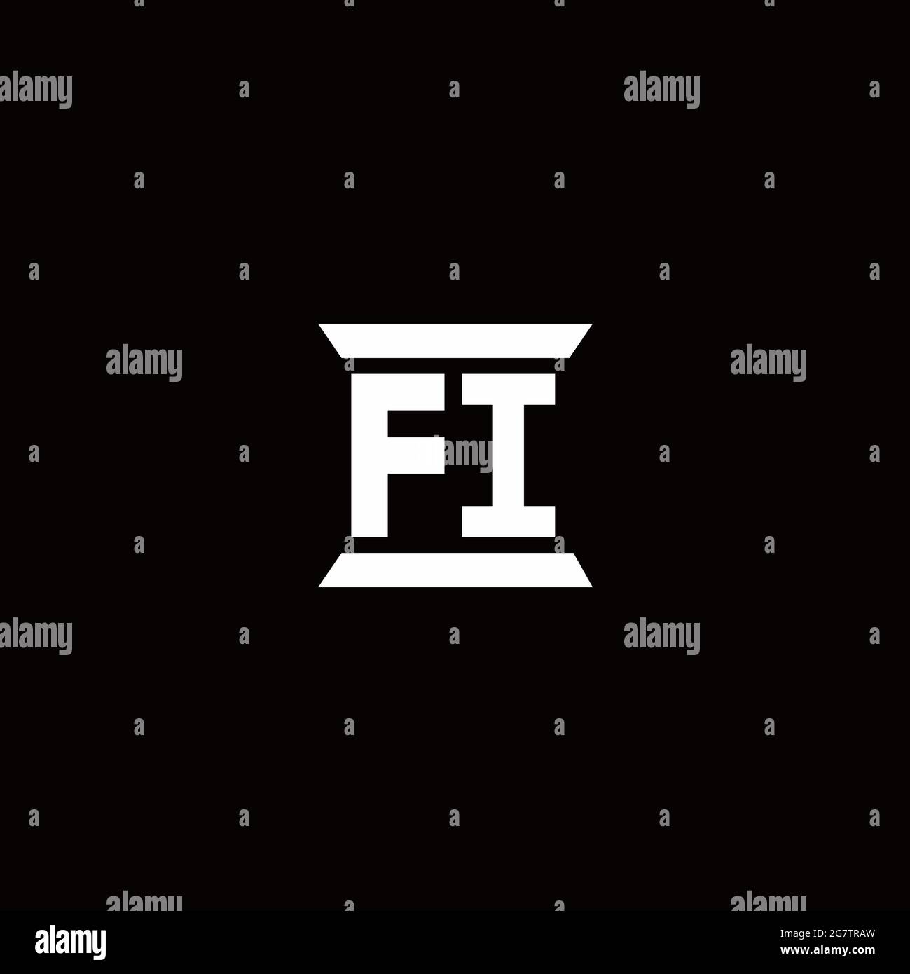 MONOGRAMMA lettera iniziale con logo FI con modello a forma di colonna isolato su sfondo nero Illustrazione Vettoriale