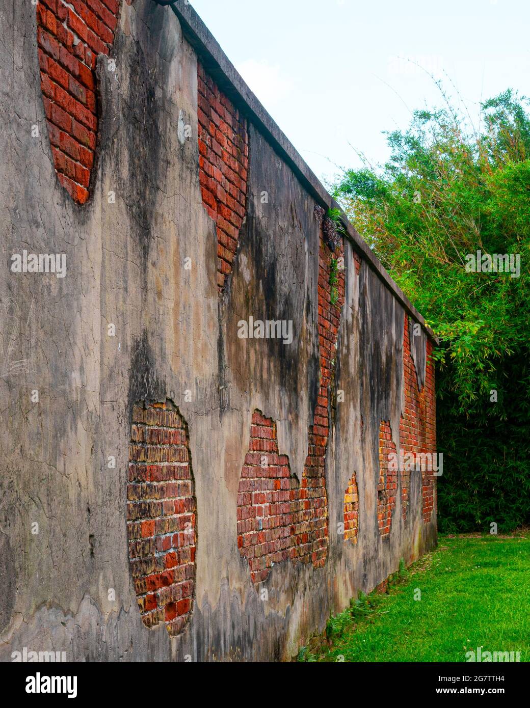 Vecchio muro di mattoni a Baton Rouge Foto Stock