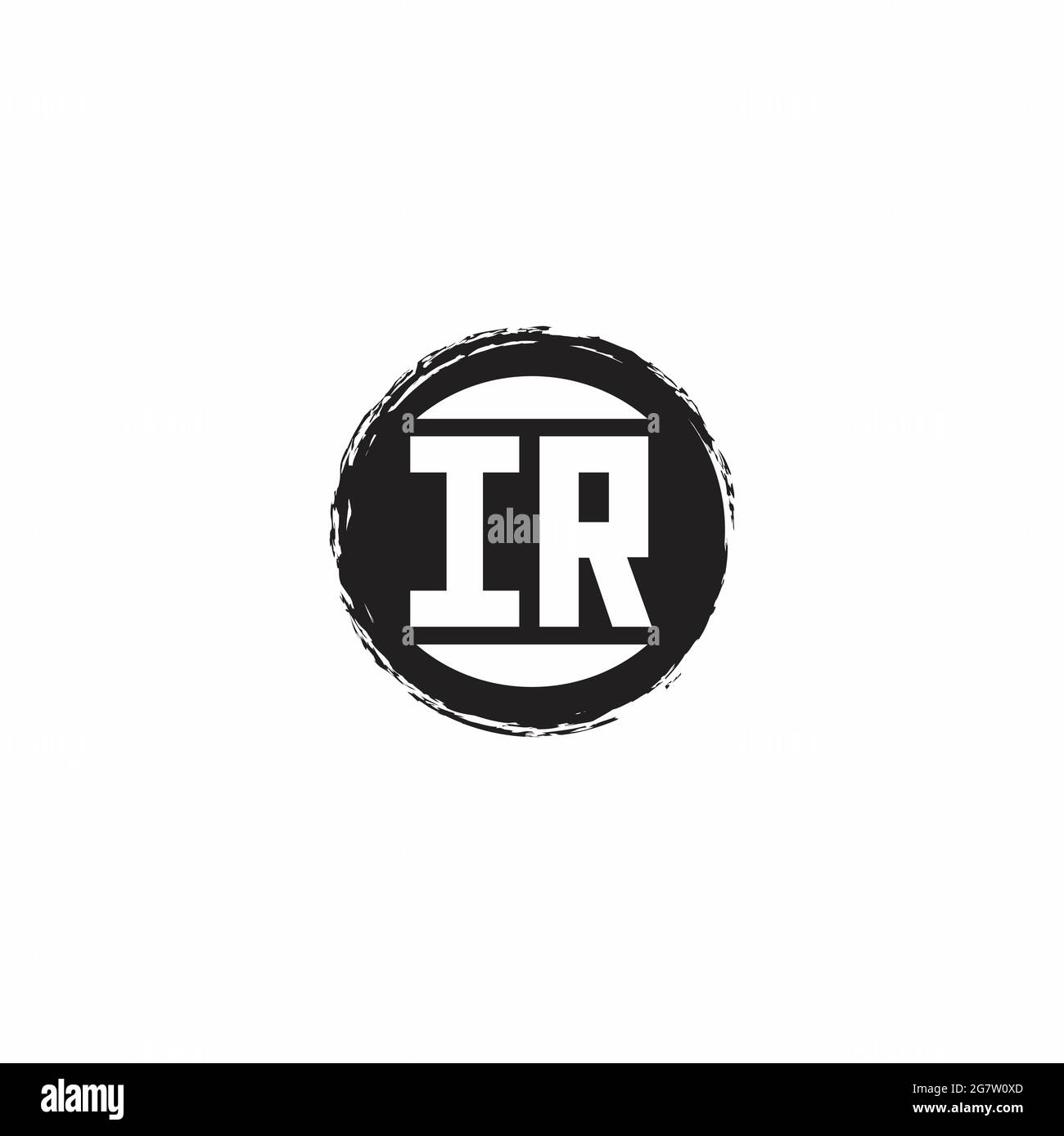 Monogramma di lettera iniziale con logo IR con modello di disegno a forma di cerchio astrac isolato su sfondo bianco Illustrazione Vettoriale