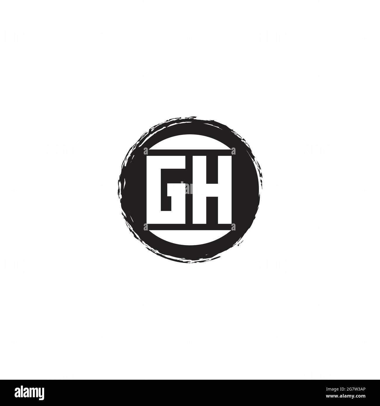 Monogramma iniziale con logo GH con modello di disegno a forma di cerchio astrac isolato su sfondo bianco Illustrazione Vettoriale
