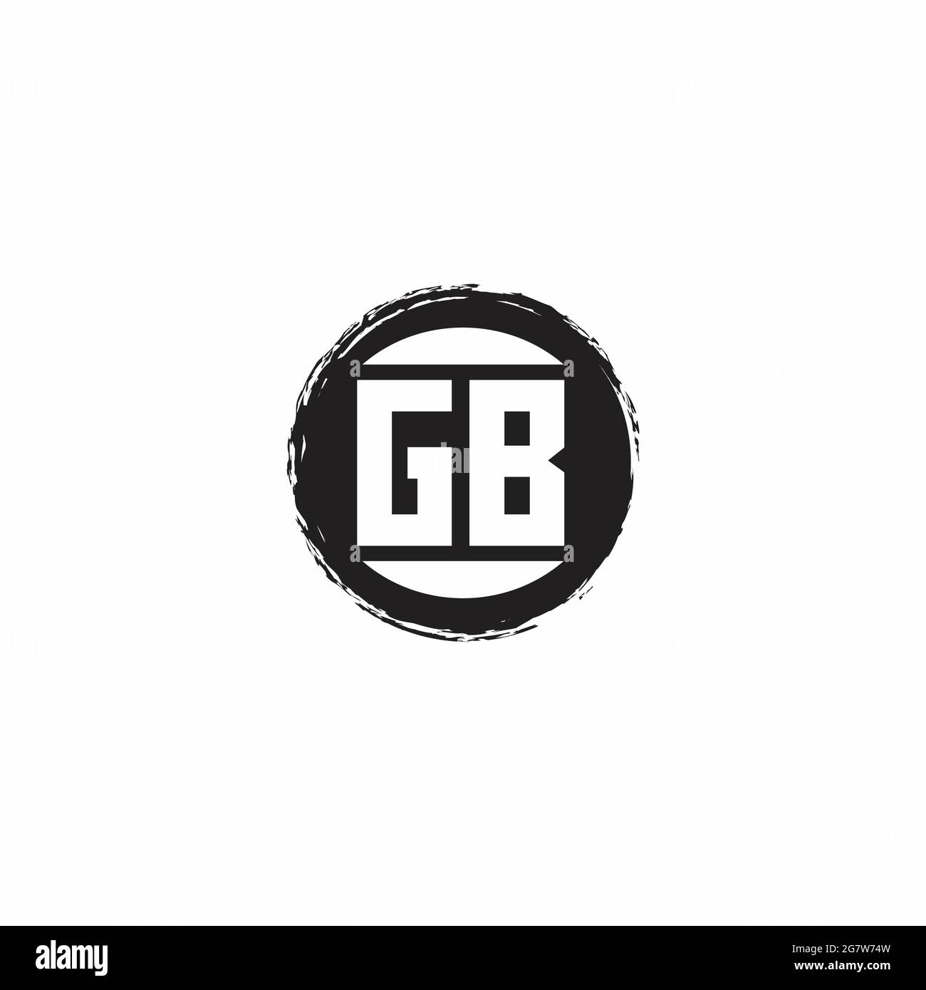 GB Logo Initial Letter Monogramma con modello di disegno a forma di cerchio astrac isolato su sfondo bianco Illustrazione Vettoriale