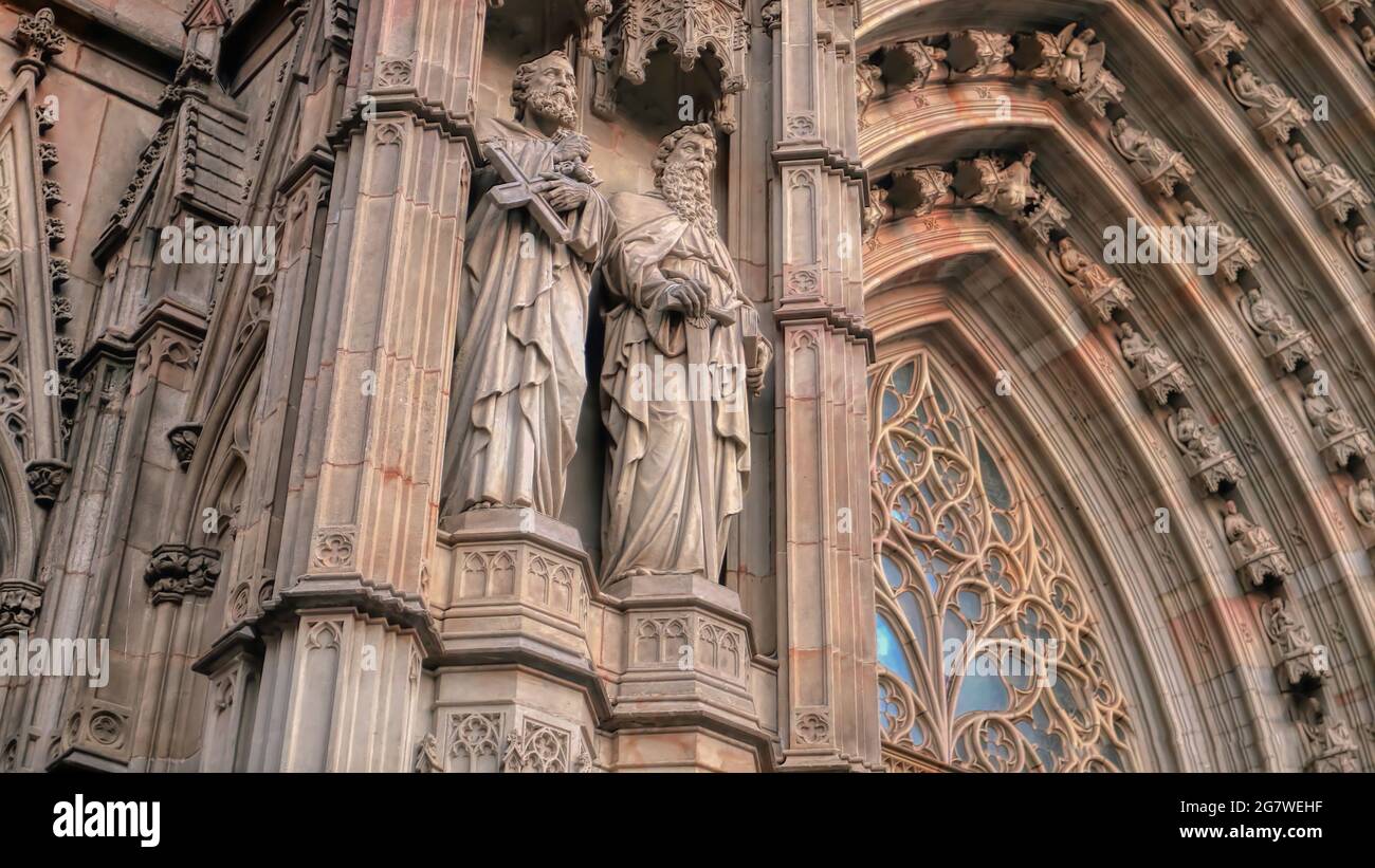 La Cattedrale della Santa Croce e Santa Eulalia, conosciuta anche come Cattedrale di Barcellona. Foto Stock