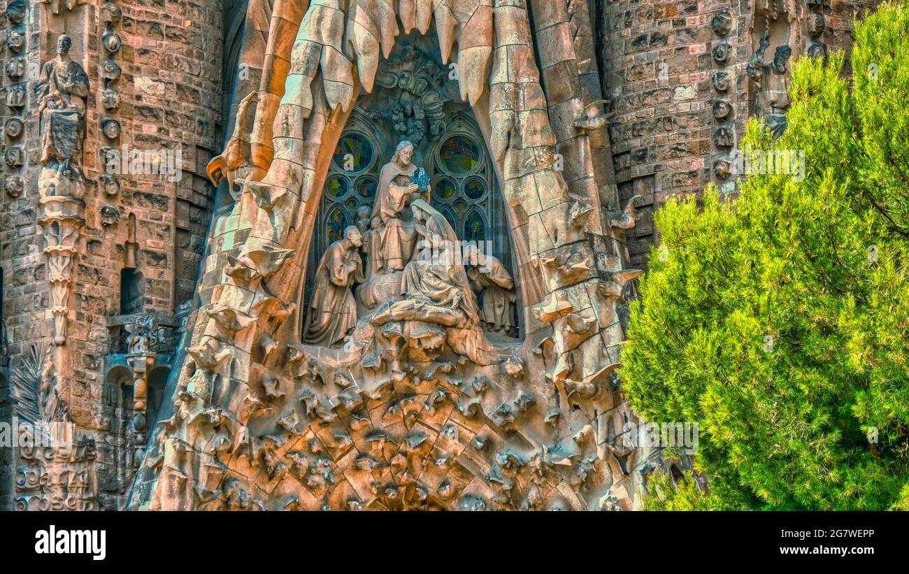 La Basílica de la Sagrada Família, conosciuta anche come la Sagrada Família a Barcellona, Spagna. Foto Stock